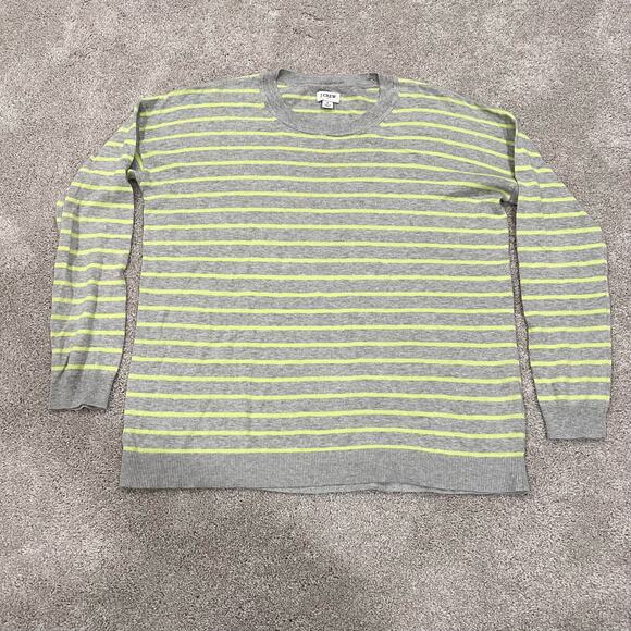 J Crew Women's Crewneck Long Sleeve Sweater Grey‎ Yellow Stripes Size S - Picture 6 of 8
